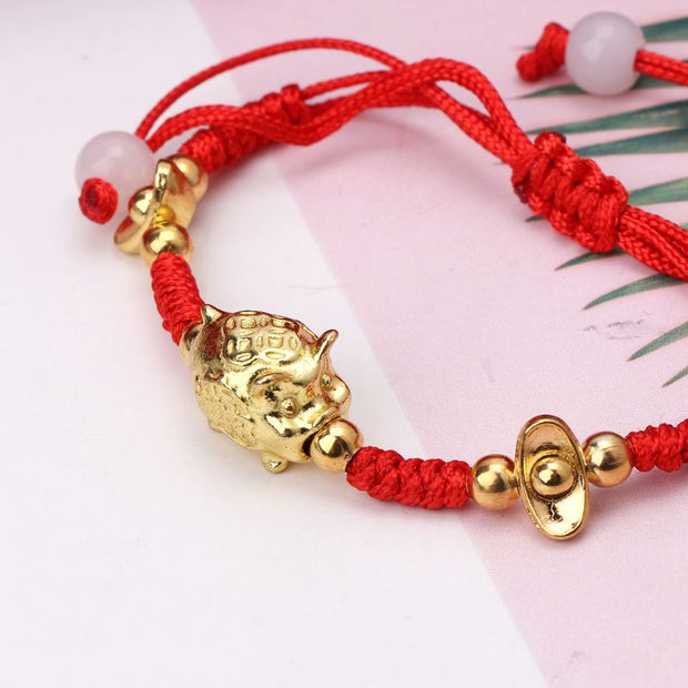 Red String Golden Pig Protection Bracelet