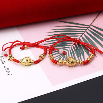 Red String Golden Pig Protection Bracelet