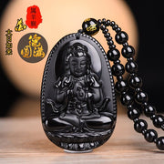 Black Obsidian Meditating Buddha Serenity Amulet