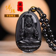 Black Obsidian Meditating Buddha Serenity Amulet