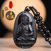 Black Obsidian Meditating Buddha Serenity Amulet